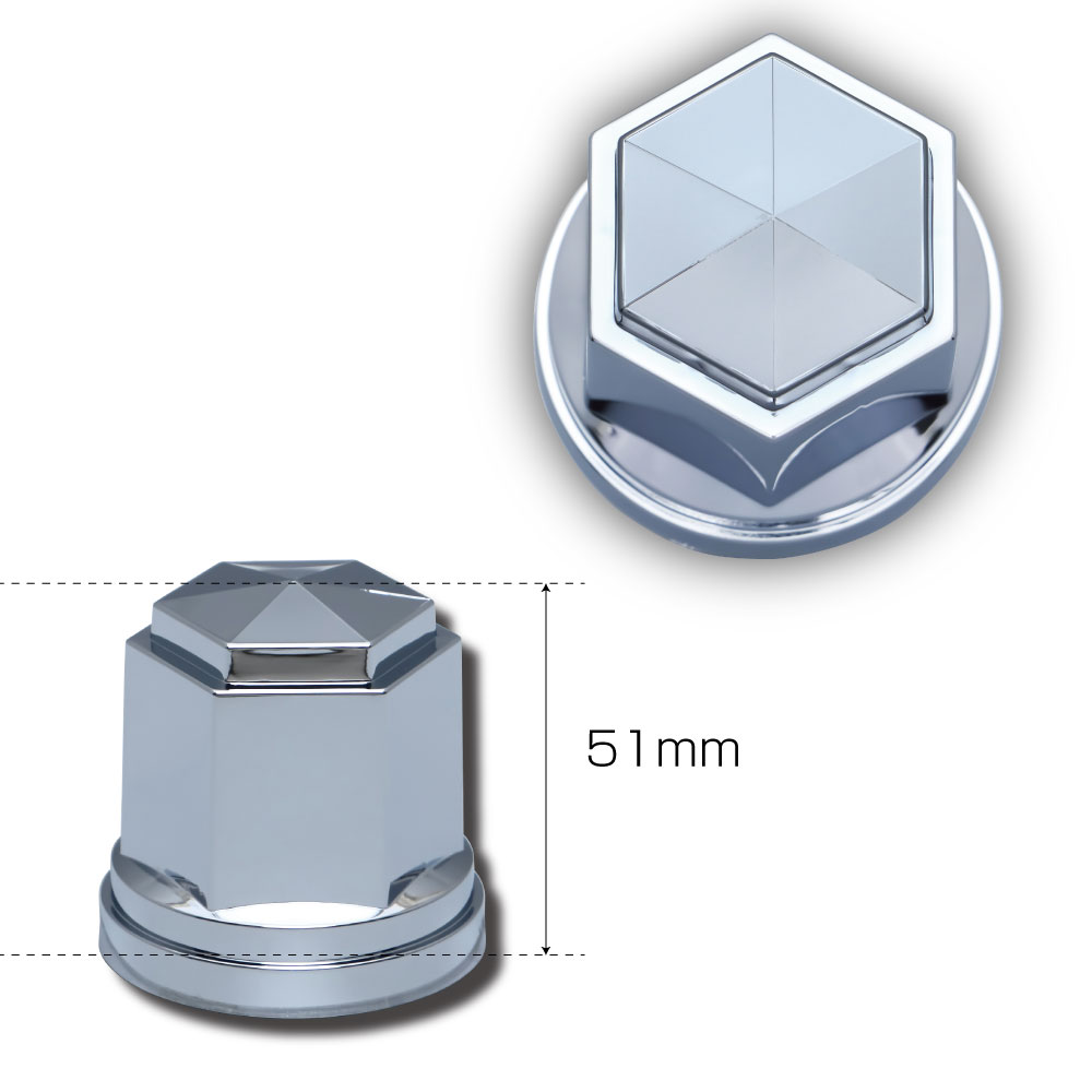 ジェットイノウエ 角型ナットカバー ISO33ｍｍ 樹脂/クロームメッキ 高さ51㎜ 10個入り